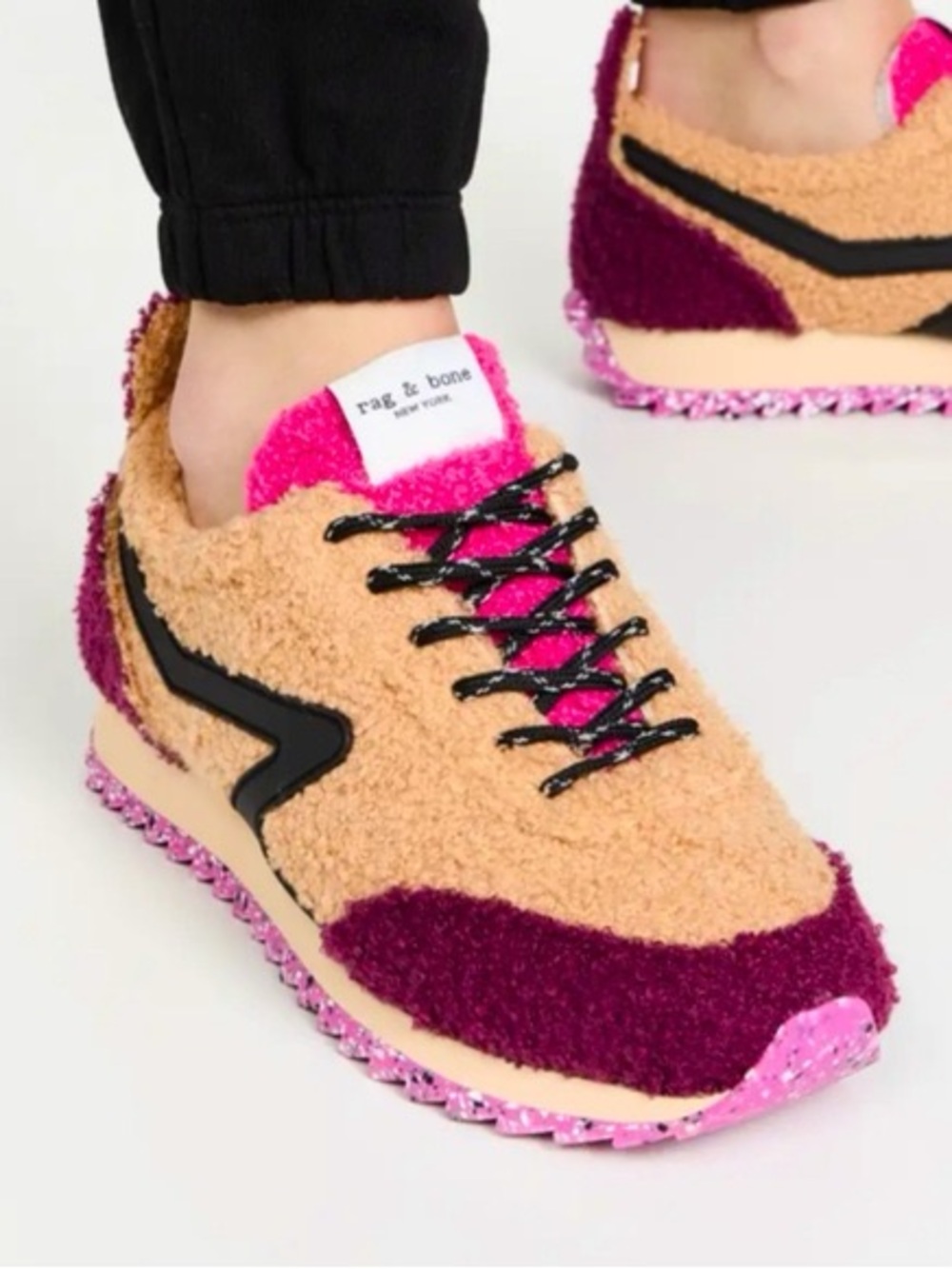 rag & bone Retro Runner Shearling Sneakers Camel Size 8 (EU 38)